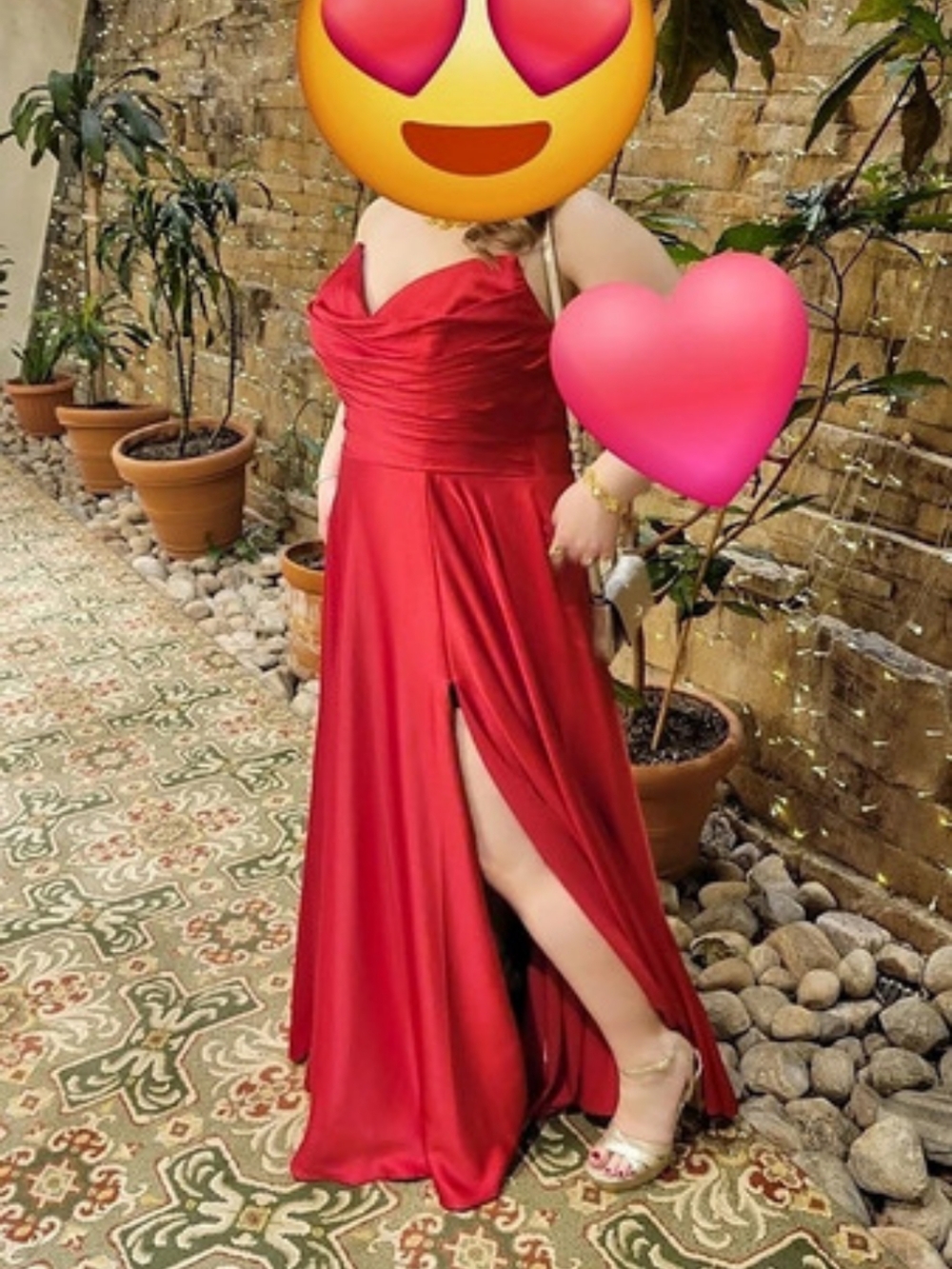 Red Satin Evening Gown, Prom Dress, Like New